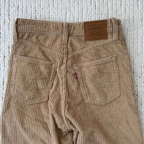 Levi's Tan Corduroy Ribcage Straight Ankle Jeans - Size 25 - Picture 7 of 7